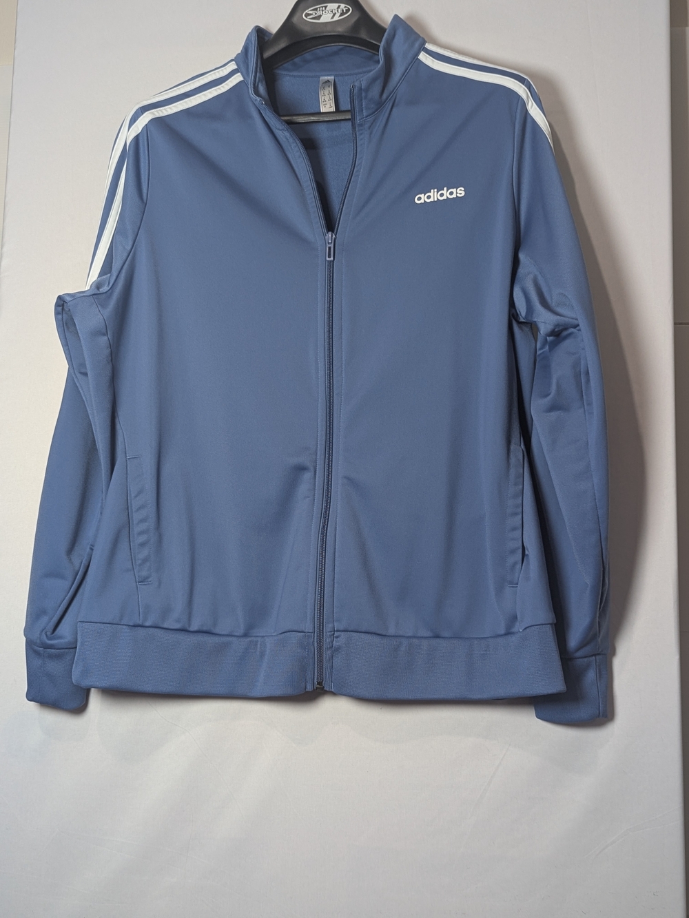 Adidas Primegreen Women’s 2X Blue Track Jacket 3 Stripe Full Zip Athletic